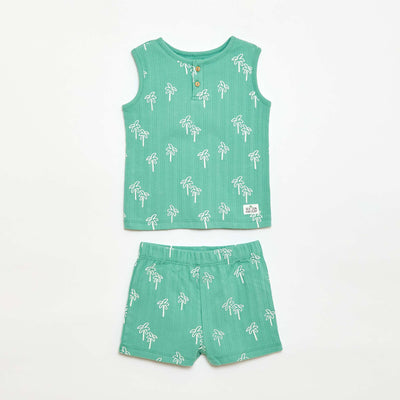 Pyjama court débardeur + short - 2 pièces VERT