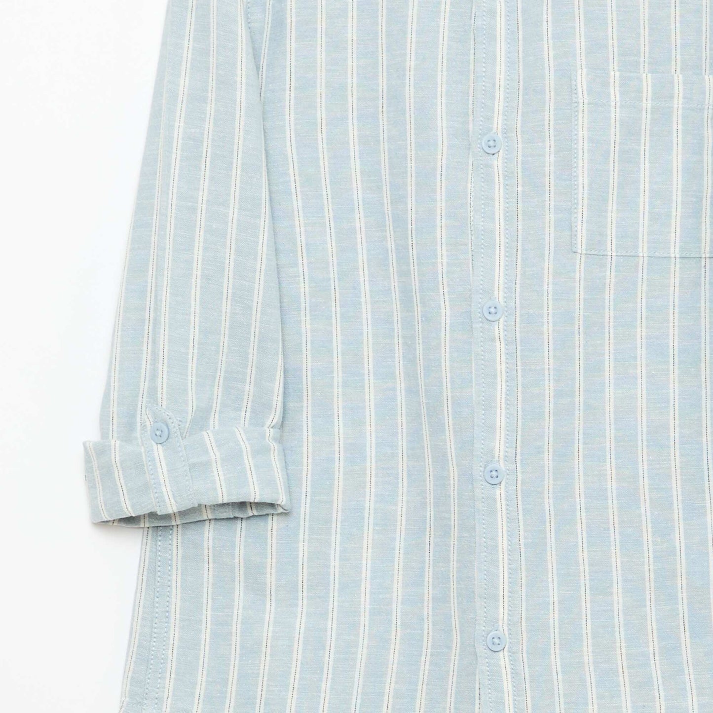 Chemise avec poche et manches retroussables BLEU