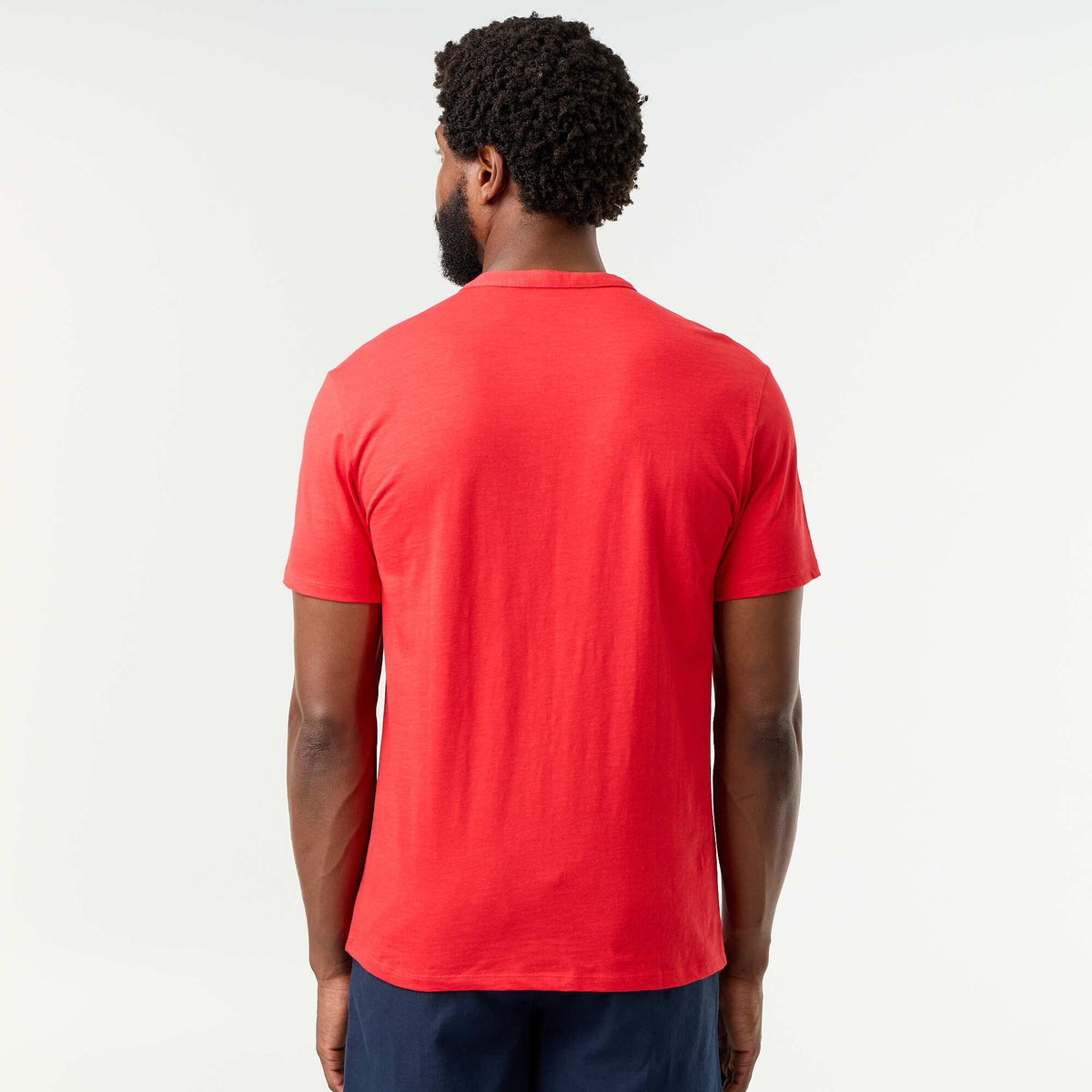 T-shirt homme uni à col tunisien ROUGE