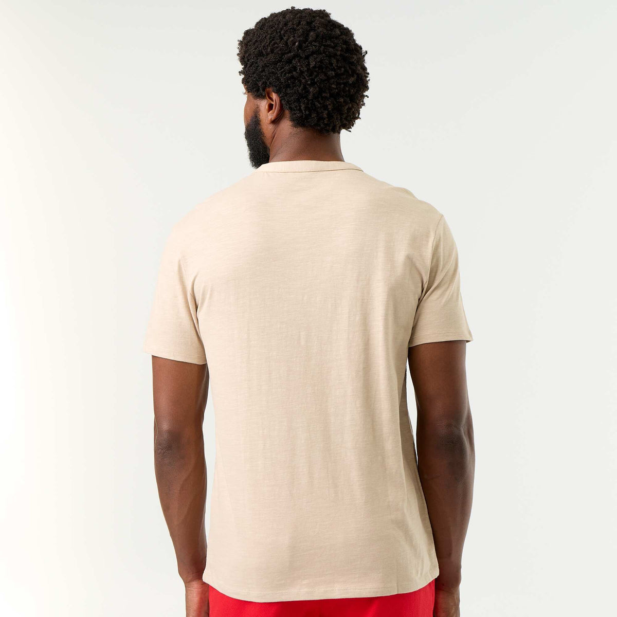 T-shirt uni à col tunisien homme BEIGE