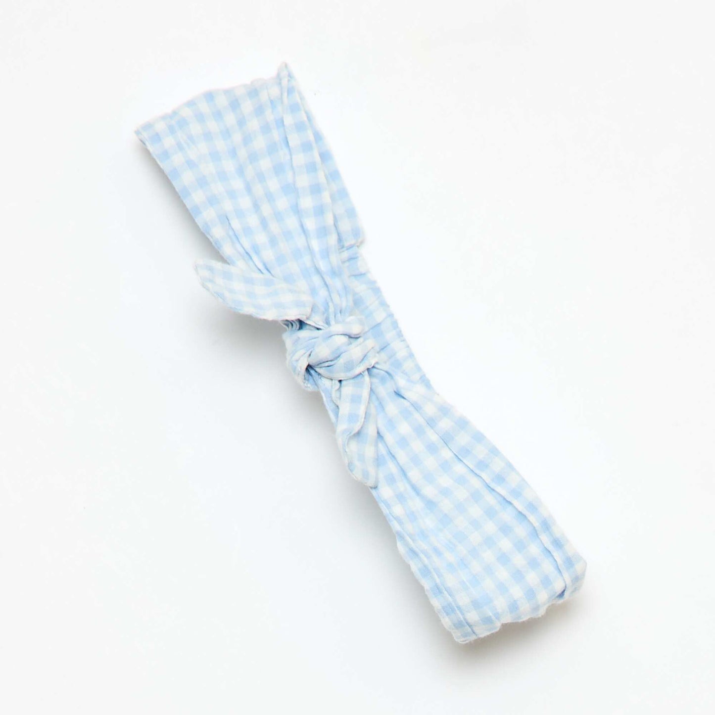 Ensemble 3 pièces tunique + short + bandeau en vichy BLEU CIEL