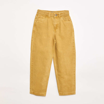 Pantalon denim coupe large balloon JAUNE
