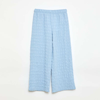 Pantalon large en maille stretch BLEU