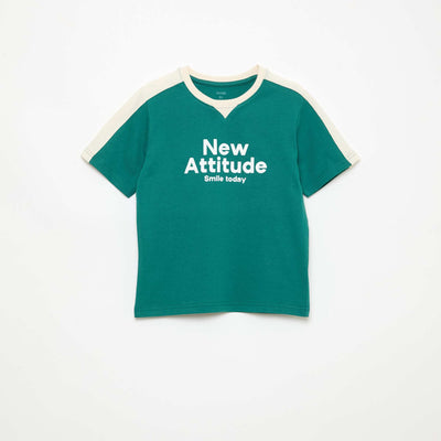 T-shirt imprimé à message VERT