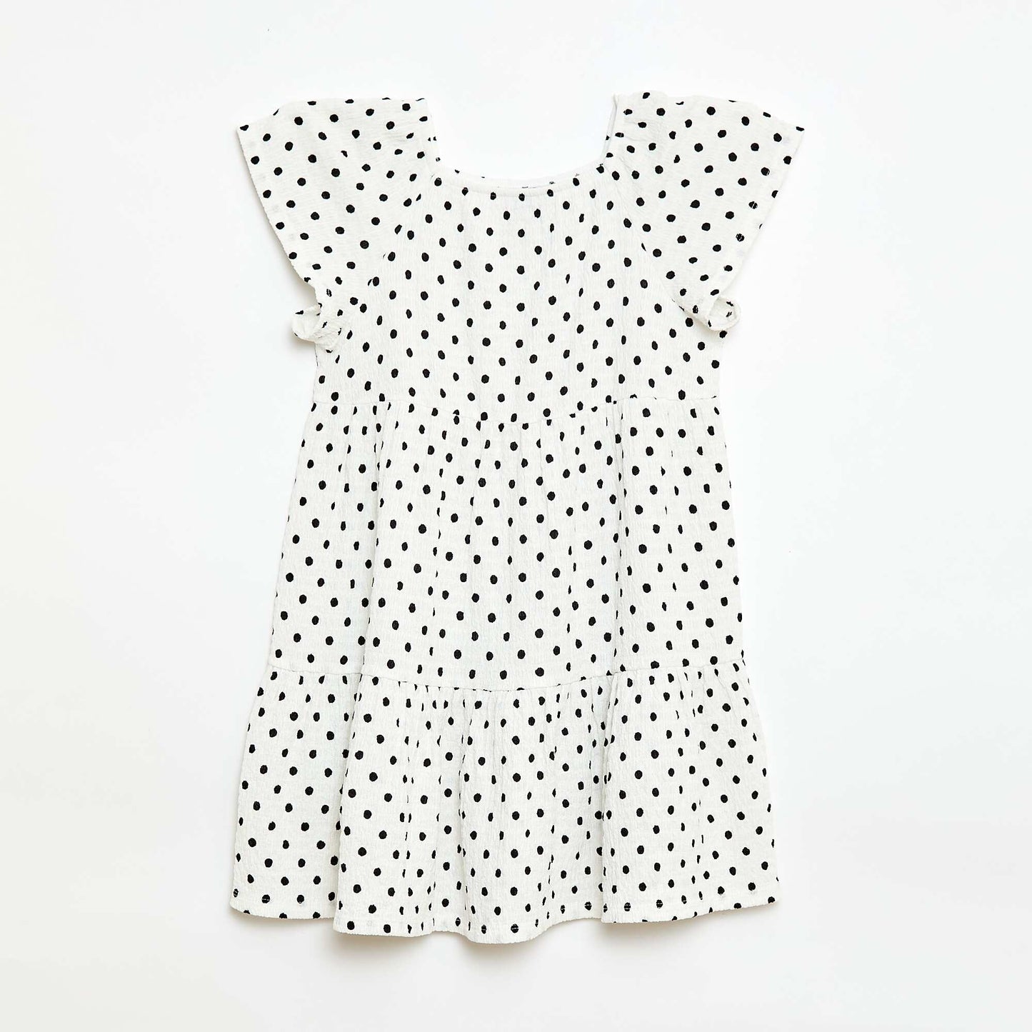 Robe en maille crêpe à imprimé à pois BLANC