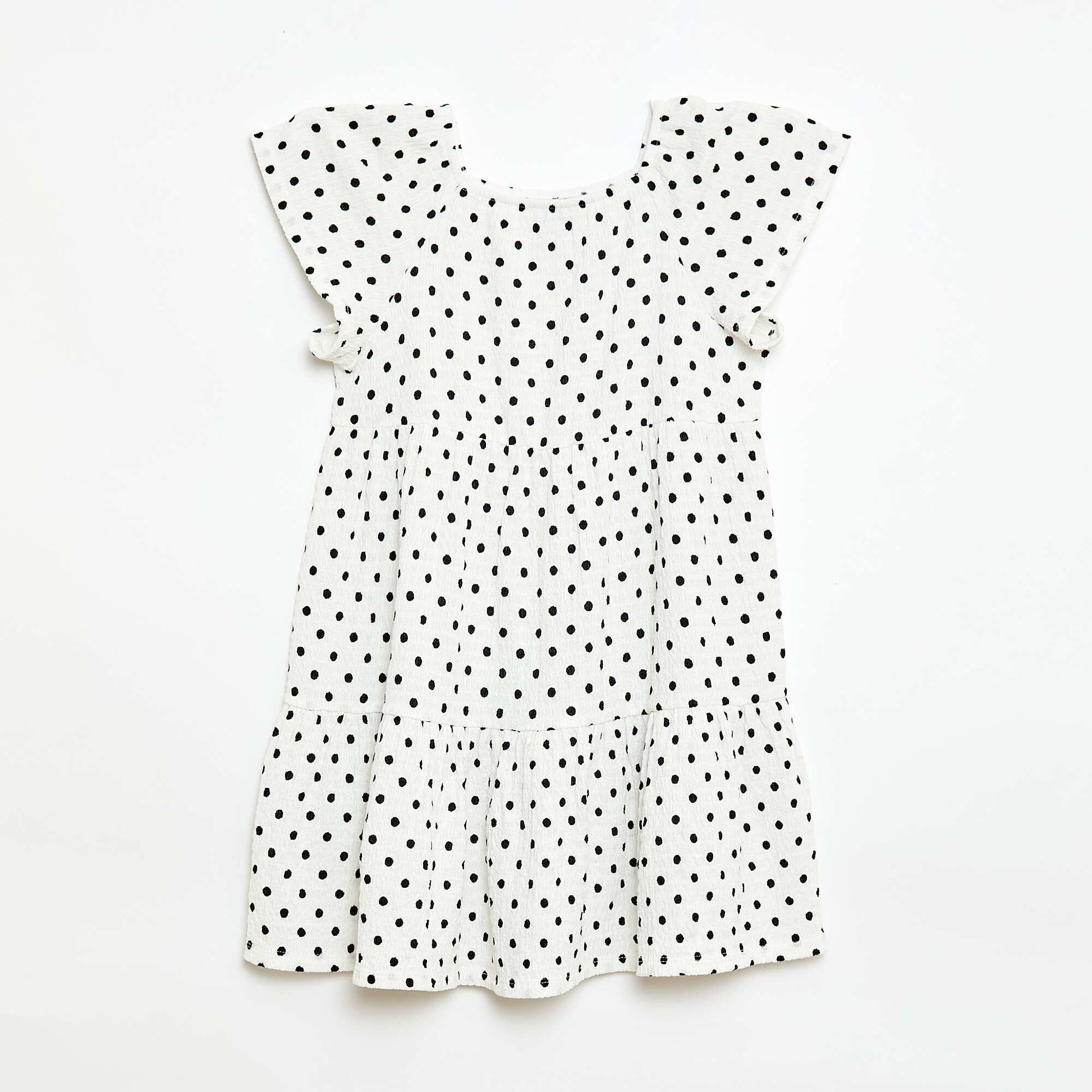 Robe en maille crêpe à imprimé à pois BLANC