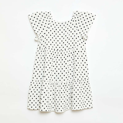 Robe en maille crêpe à imprimé à pois BLANC