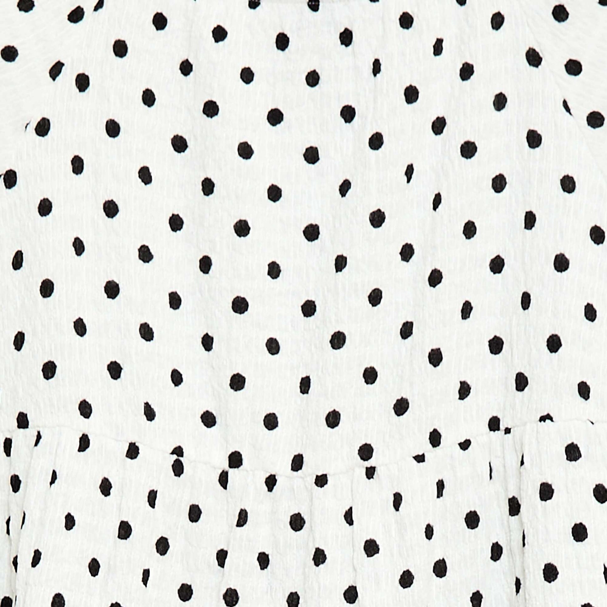 Robe en maille crêpe à imprimé à pois BLANC
