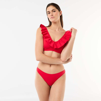 Culotte de bain en microfibre souple ROUGE