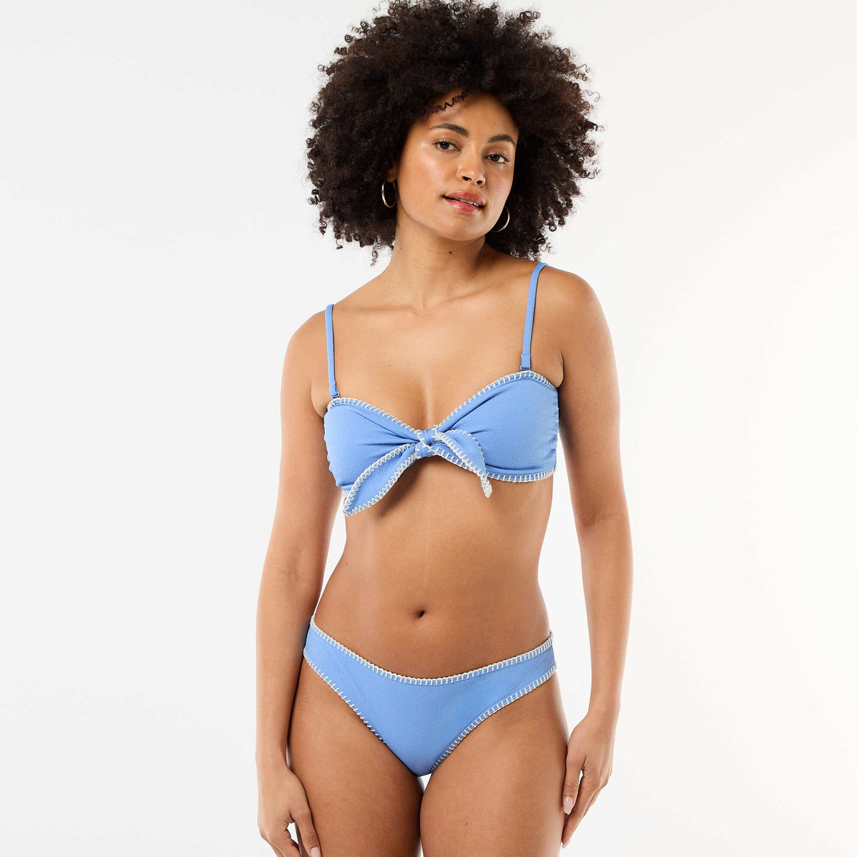 Culotte de bain avec surpiqûres contrastées BLEU