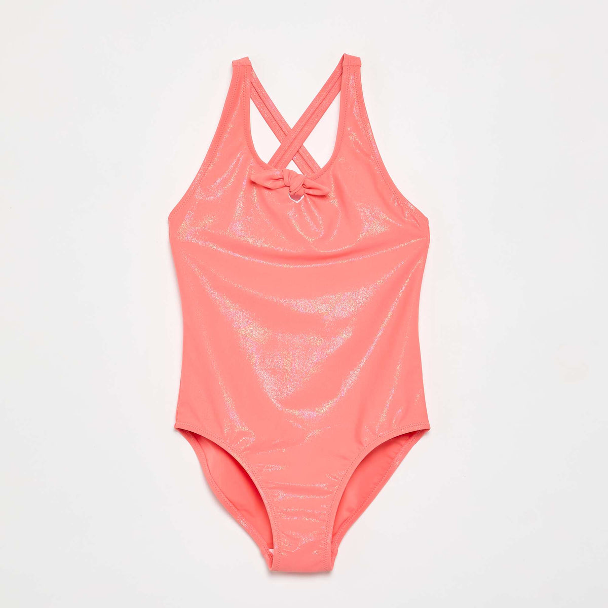 Maillot de bain 1 pièce avec matière brillante ORANGE