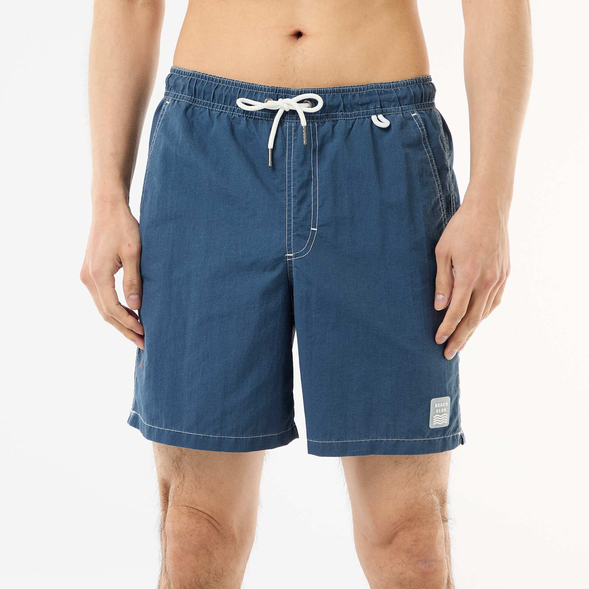 Short de bain uni avec poches BLEU