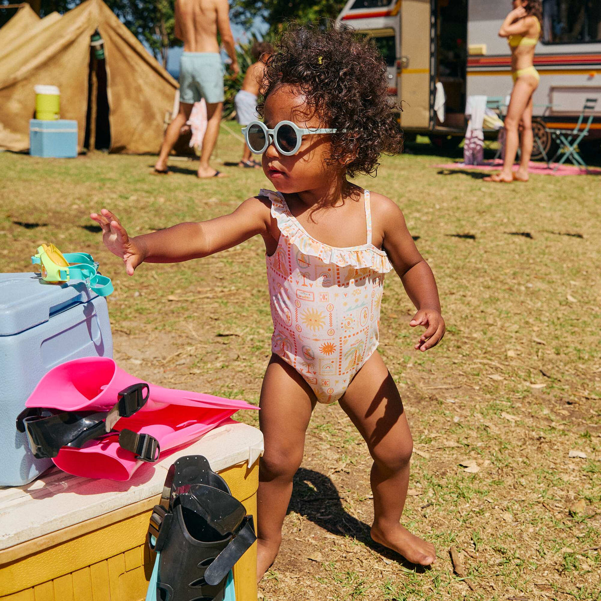 Maillot de bain 1 pièce avec col volanté BLANC