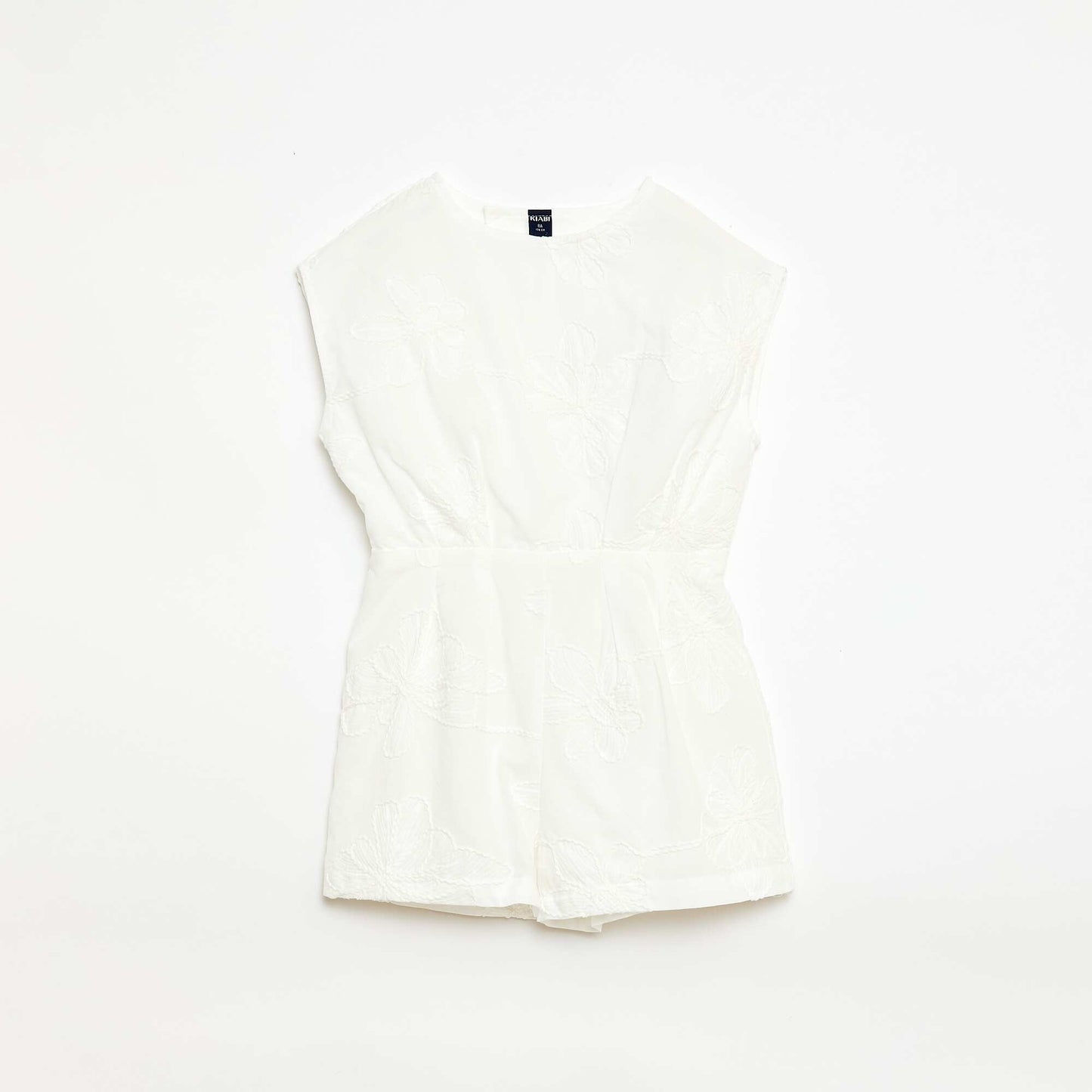 Combinaison short avec grandes fleurs brodées BLANC