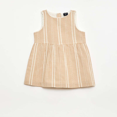 Robe vichy en gaze de coton MARRON
