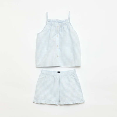 Ensemble pyjama court à motif Vichy - 2 pièces BLANC
