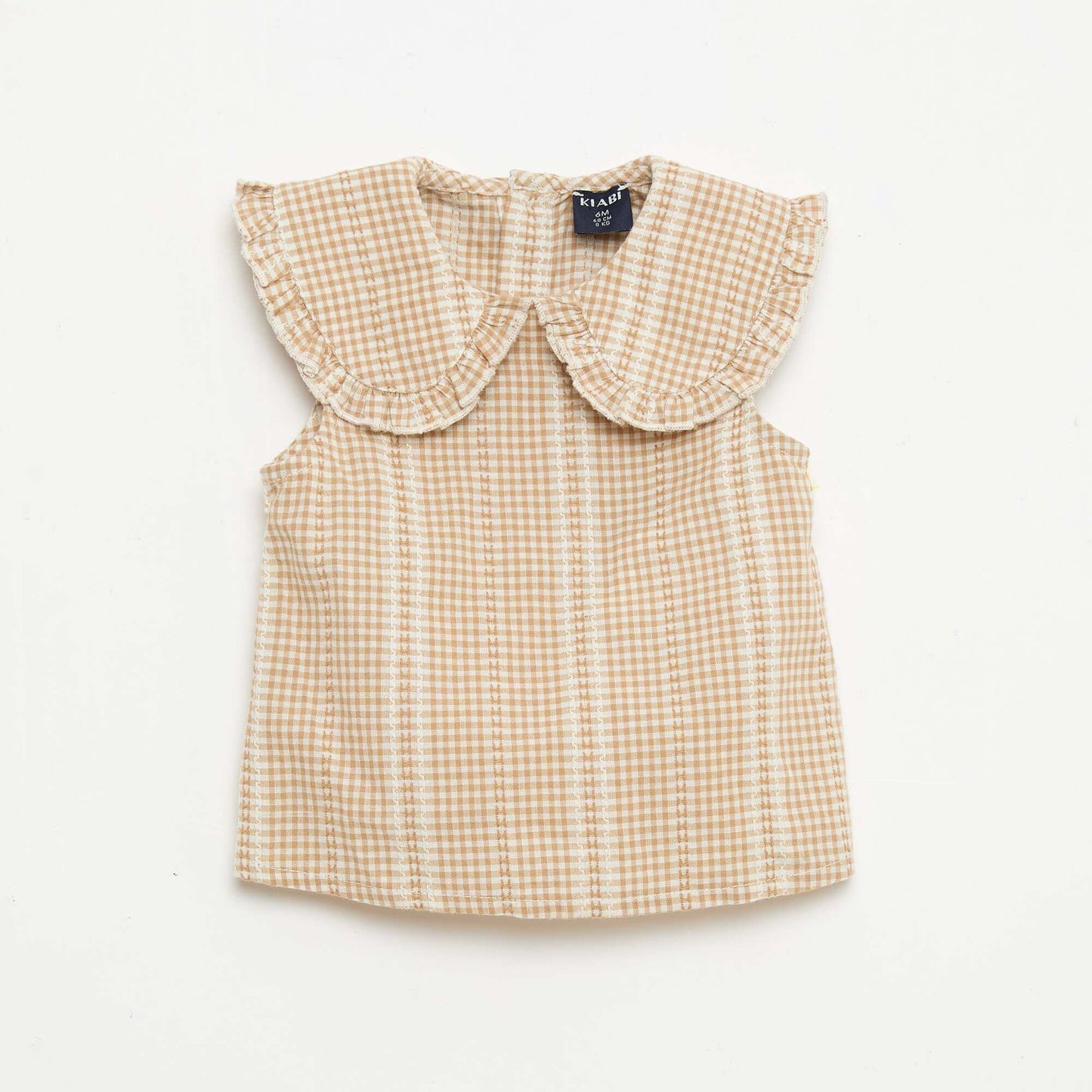 Ensemble vichy 2 pièces blouse + pantalon MARRON