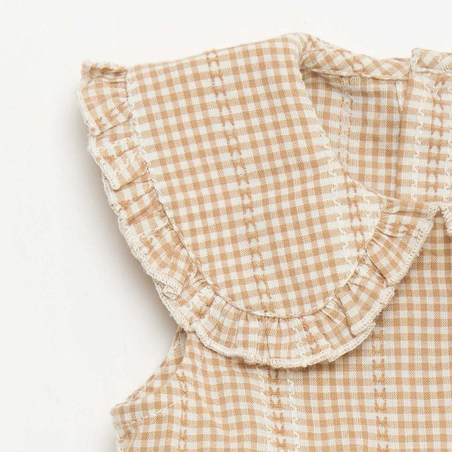 Ensemble vichy 2 pièces blouse + pantalon MARRON