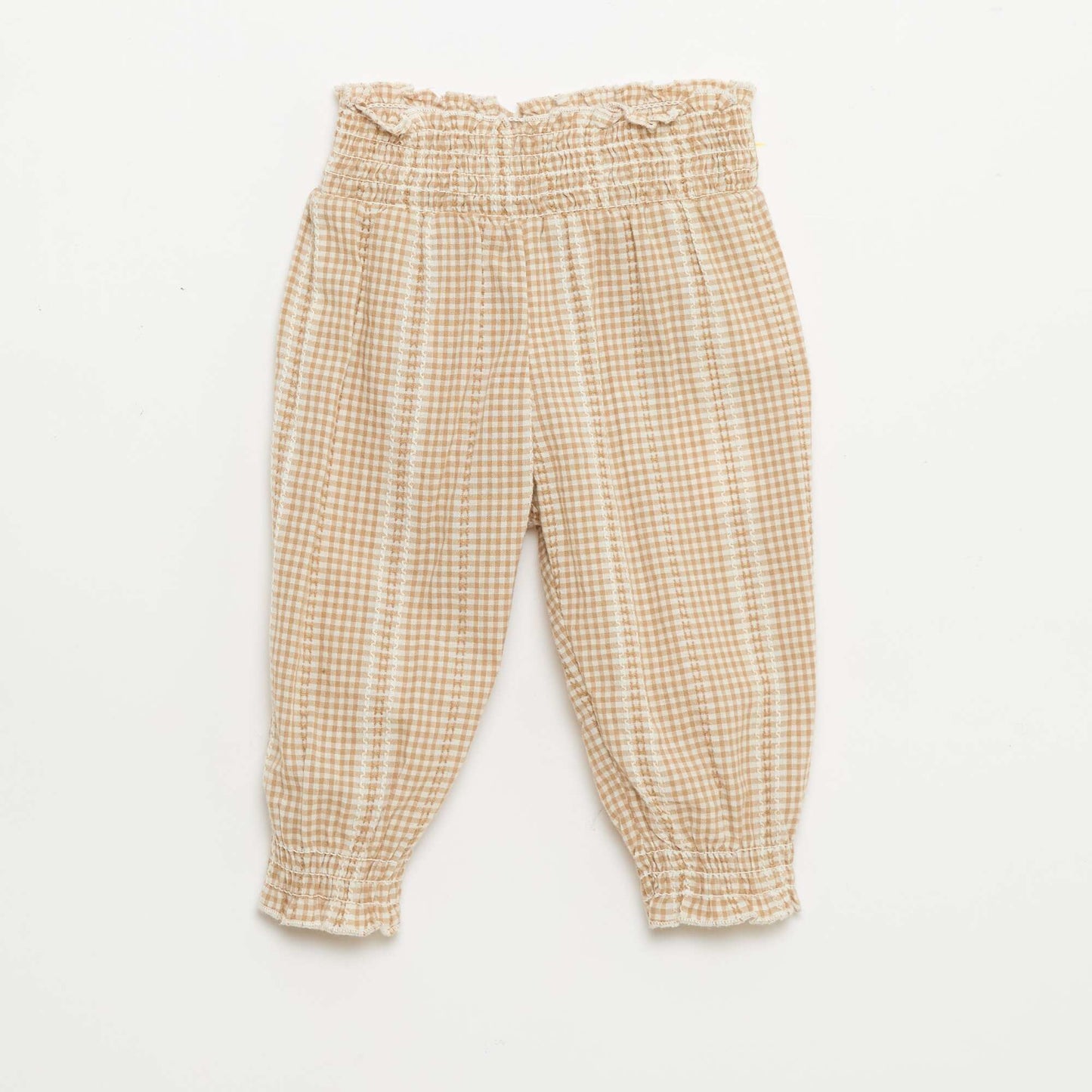 Ensemble vichy 2 pièces blouse + pantalon MARRON