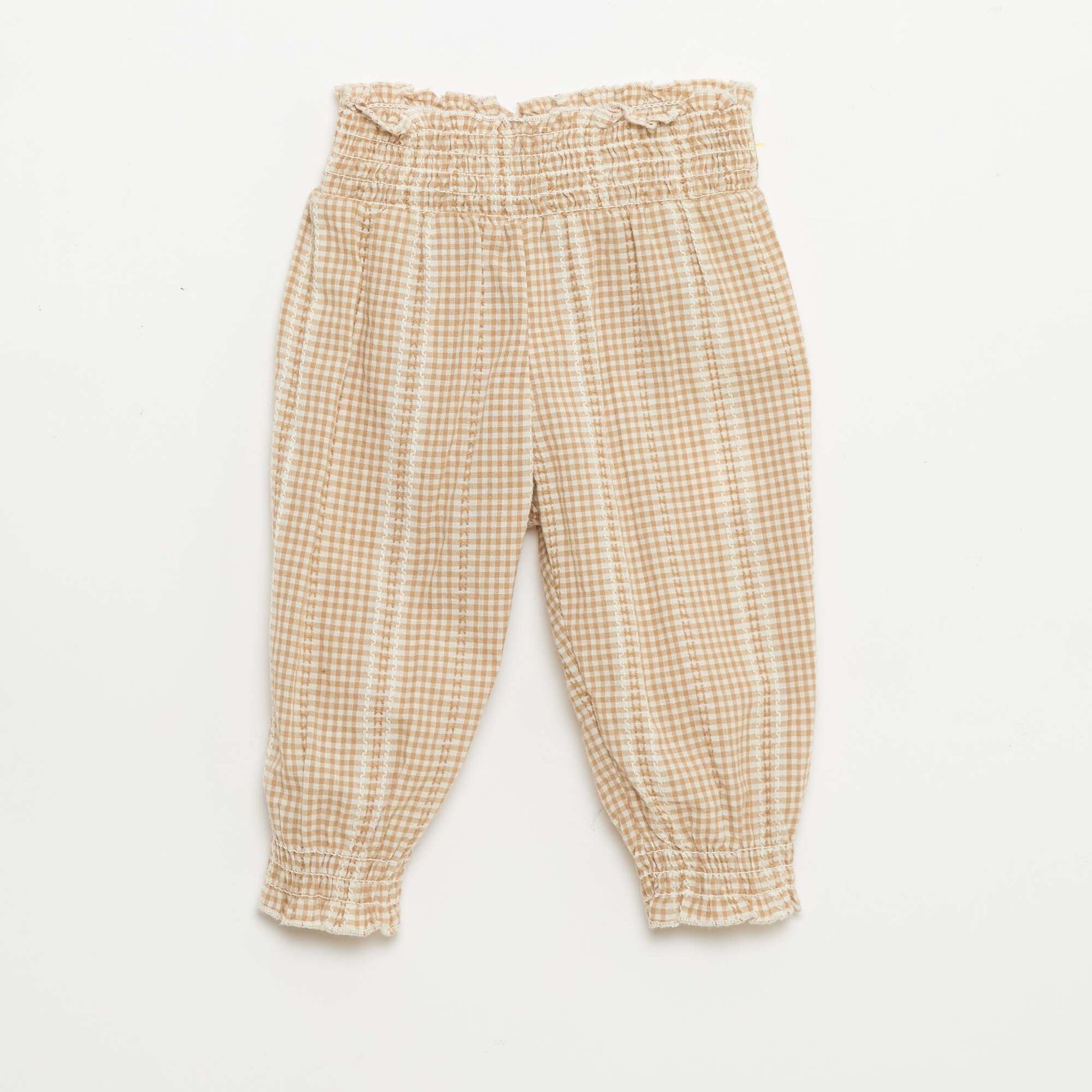 Ensemble vichy 2 pièces blouse + pantalon MARRON