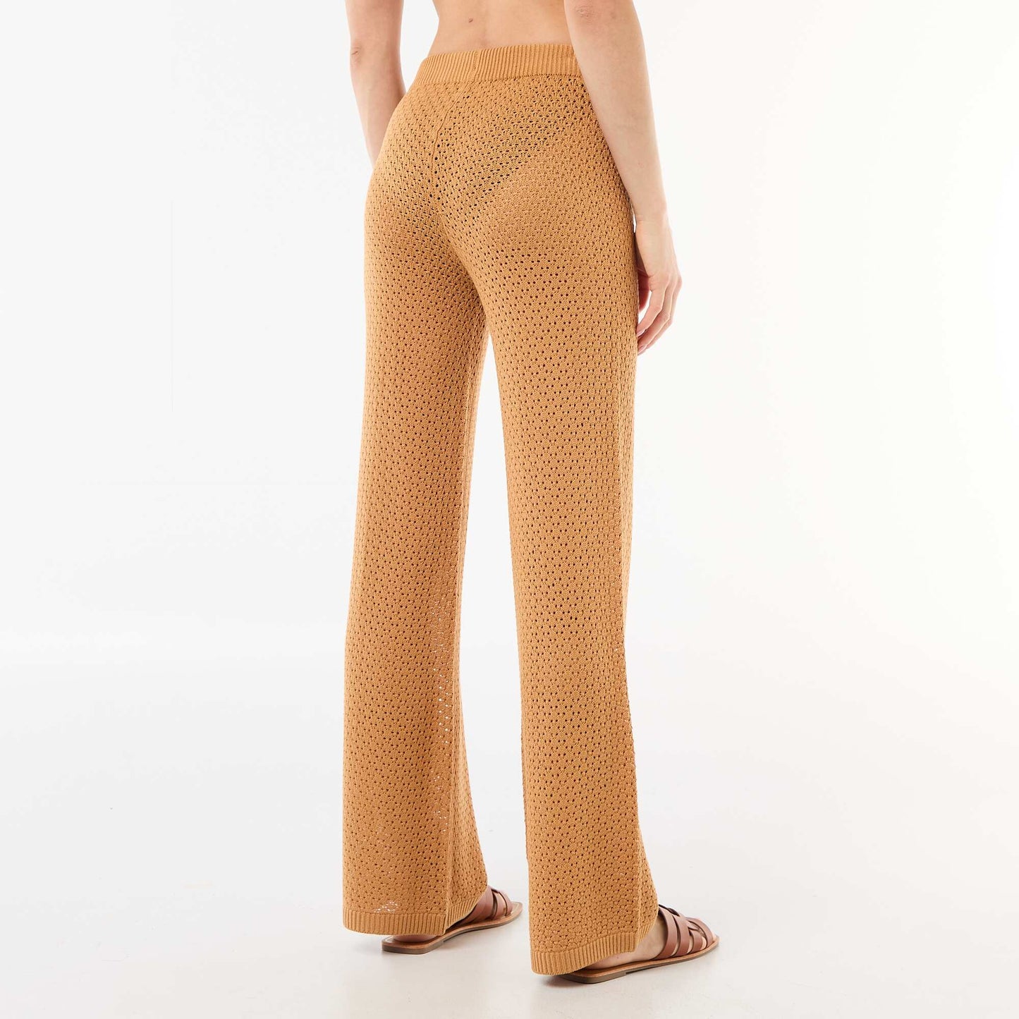 Pantalon de plage en maille crochet MARRON