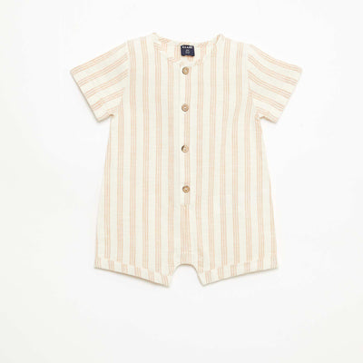 Combinaison courte en coton et lin mélangés BEIGE