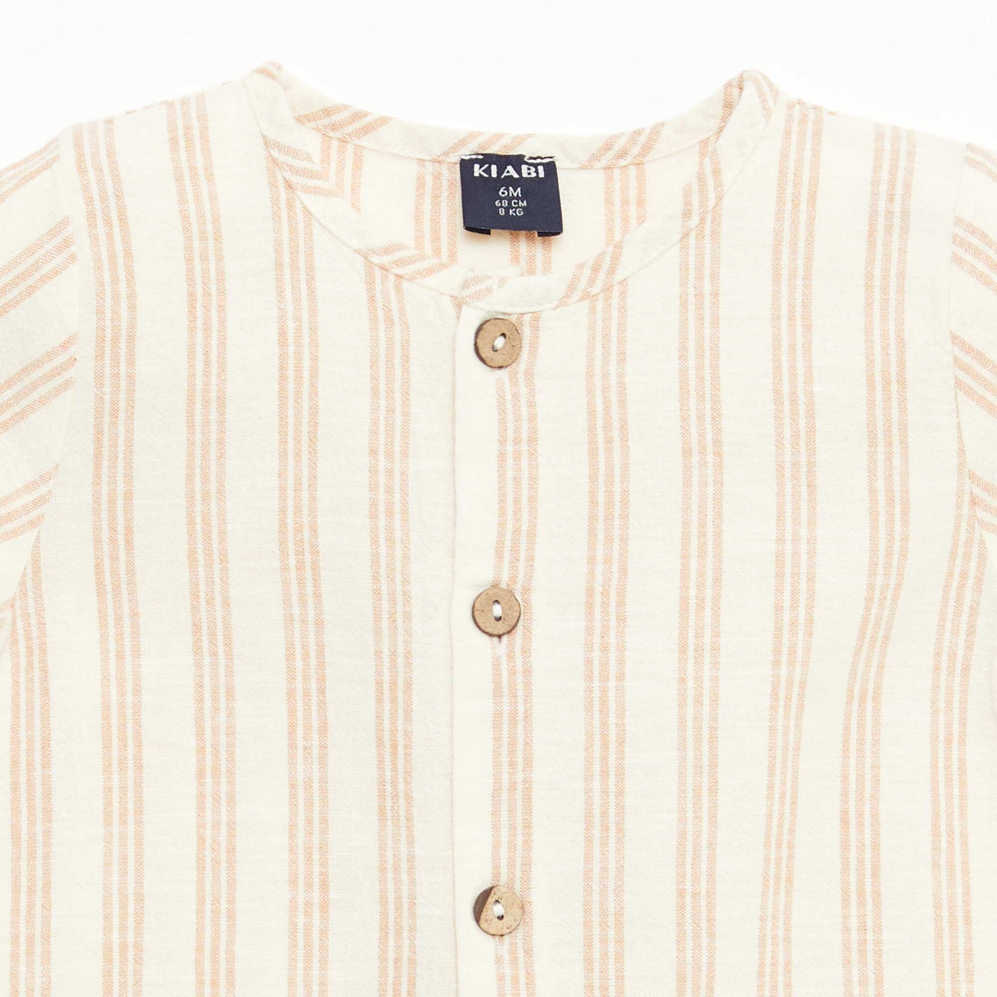 Combinaison courte en coton et lin mélangés BEIGE