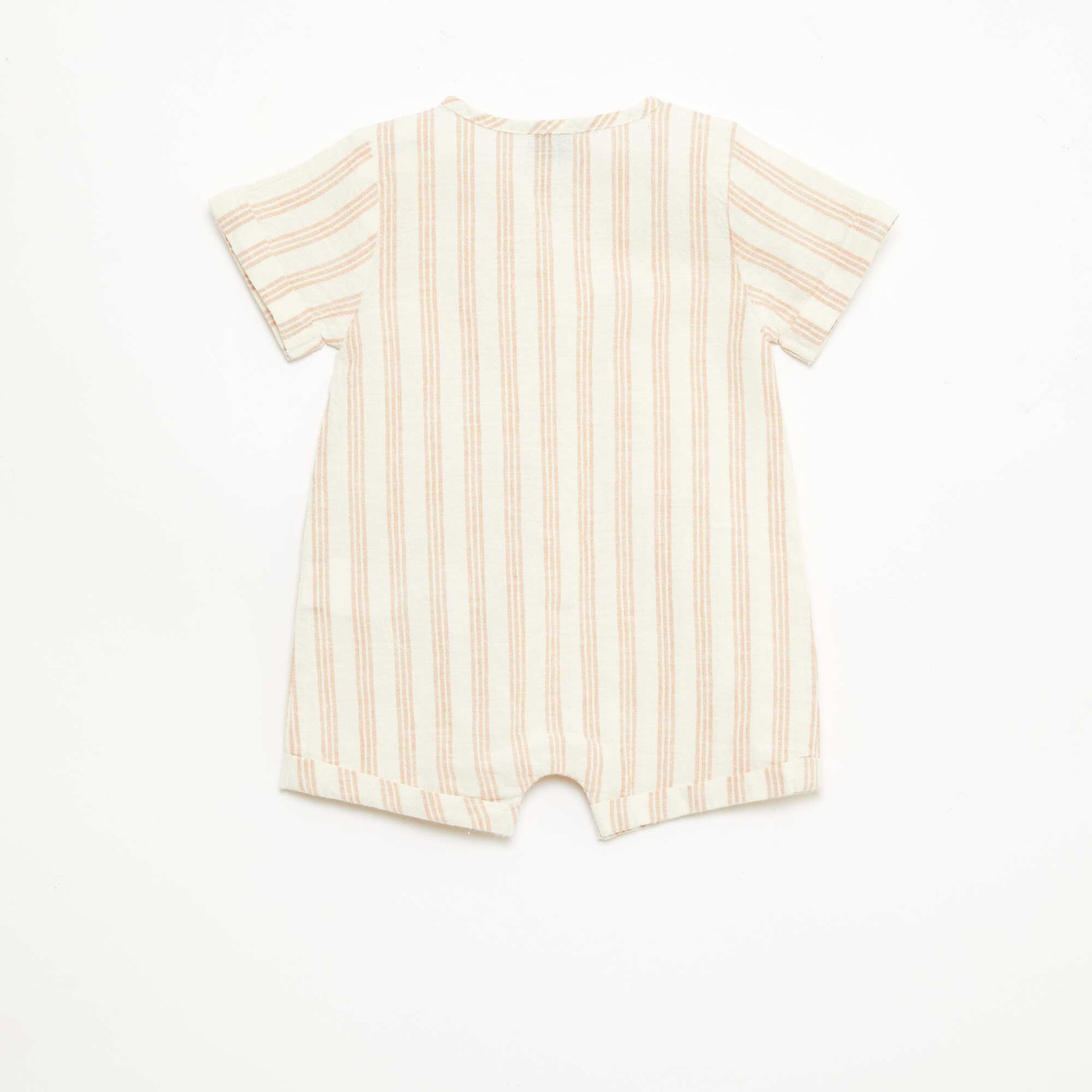 Combinaison courte en coton et lin mélangés BEIGE