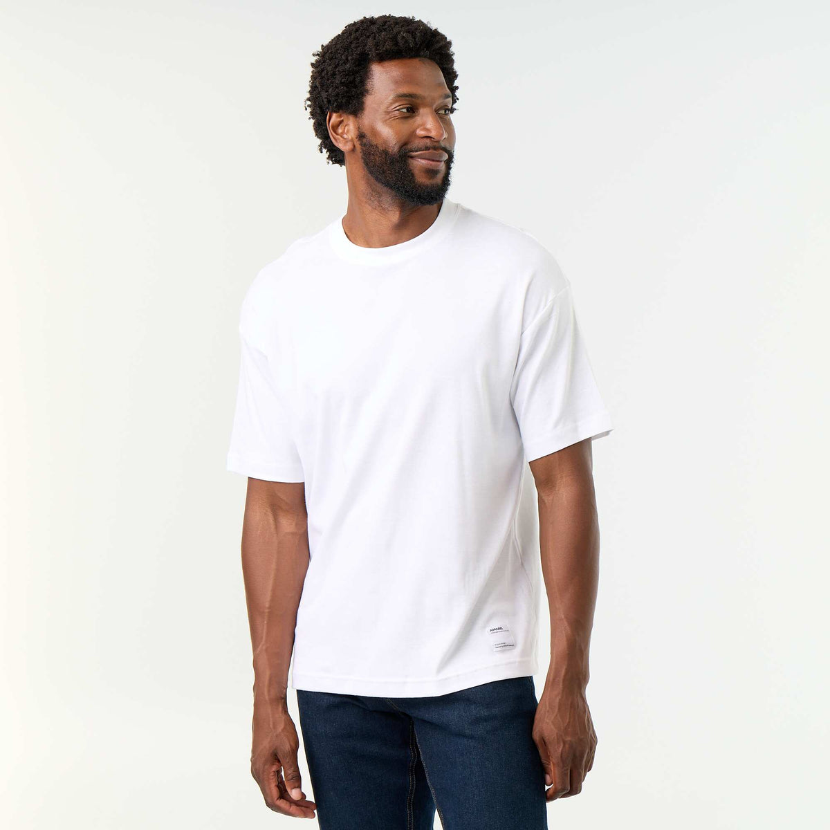 T-shirt homme en coton à col rond BLANC