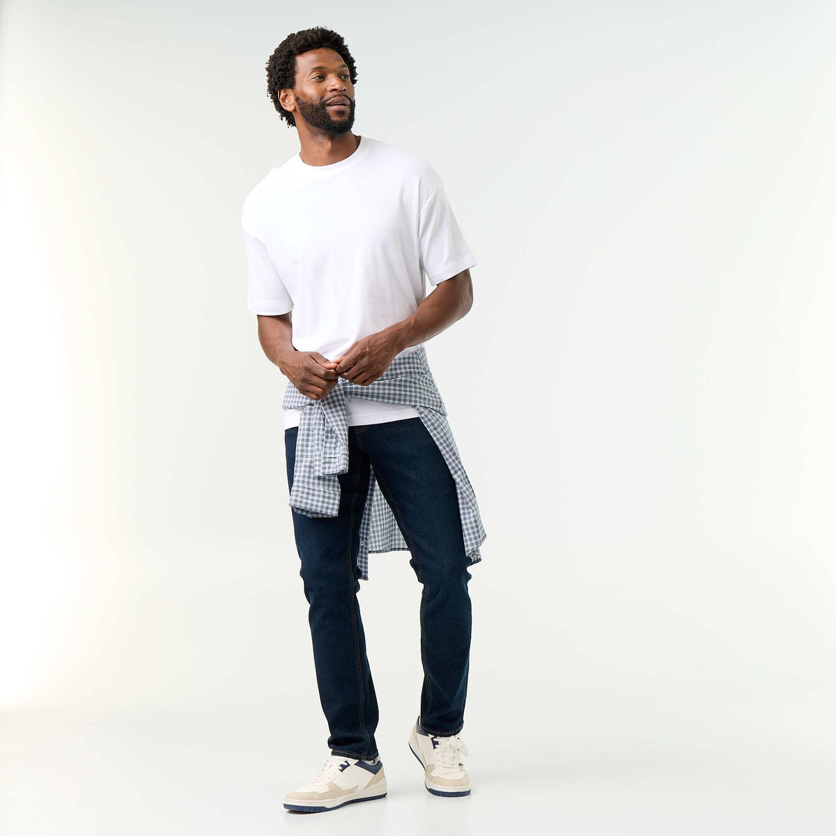 T-shirt homme en coton à col rond BLANC