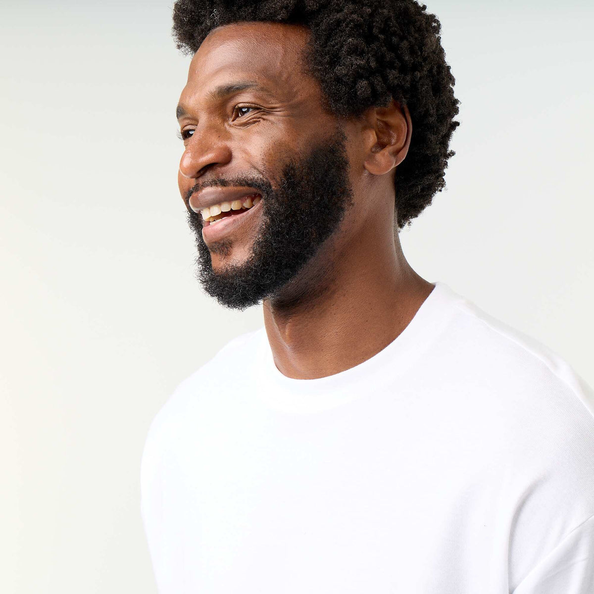 T-shirt homme en coton à col rond BLANC