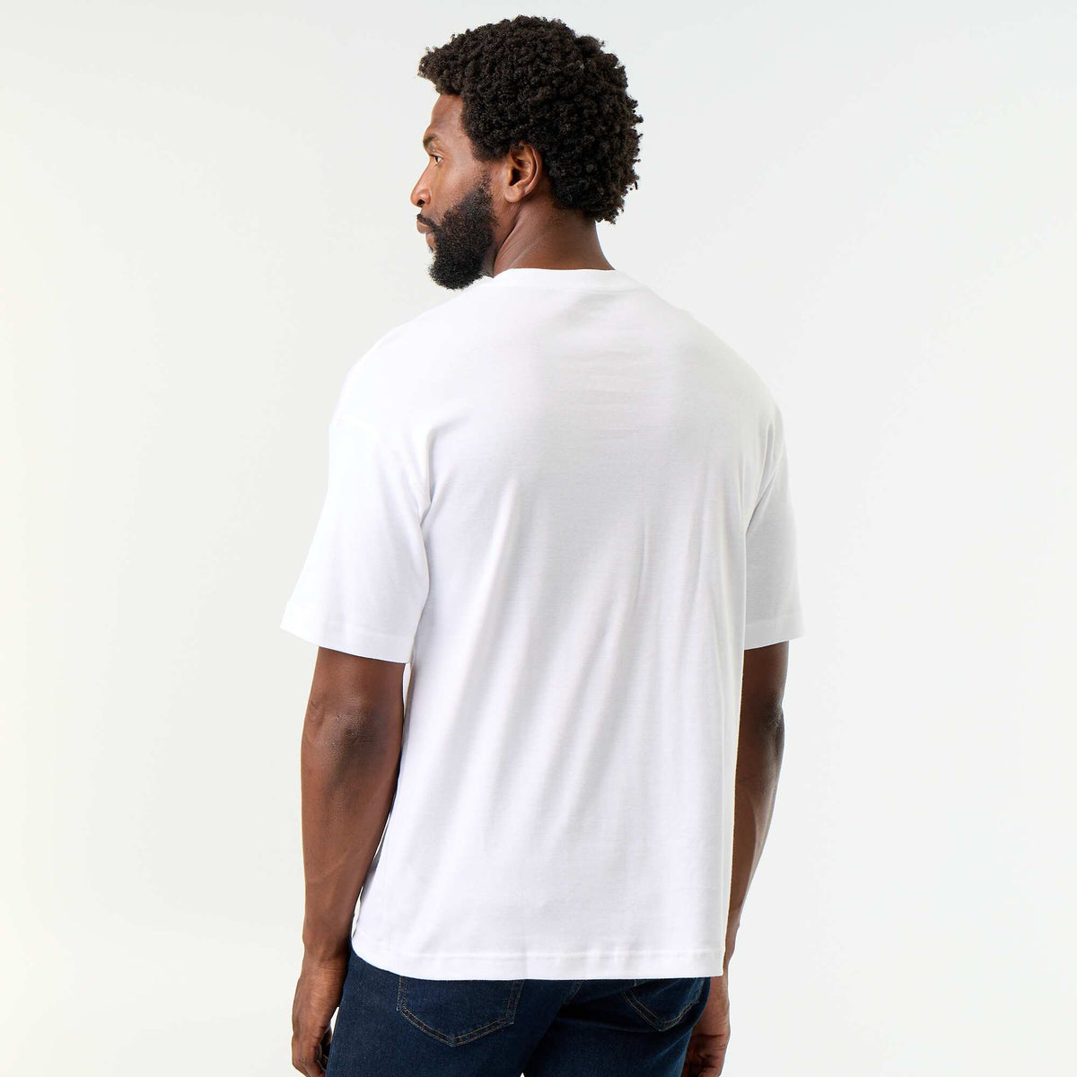T-shirt homme en coton à col rond BLANC