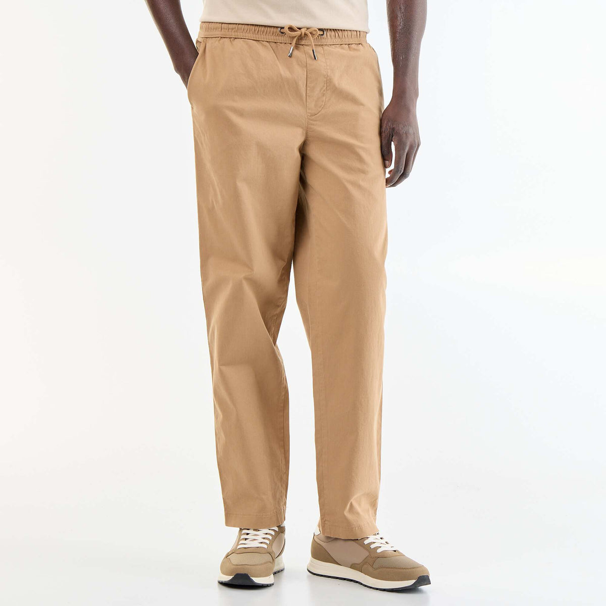 Pantalon matière effet peau de pêche BEIGE