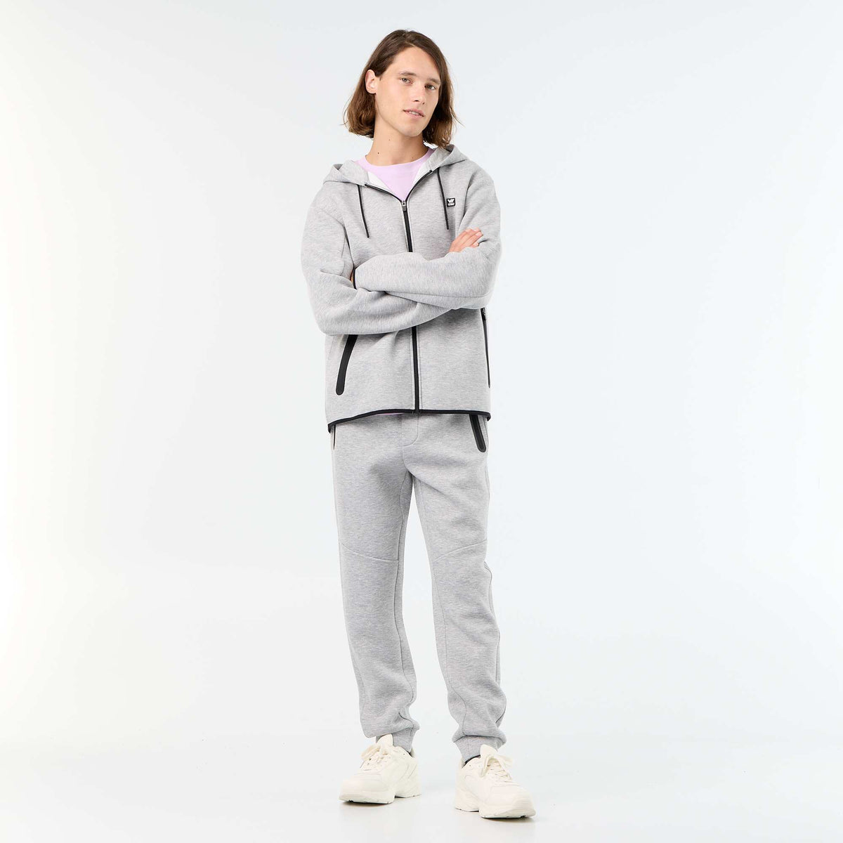 Pantalon jogging avec poches zippées GRIS