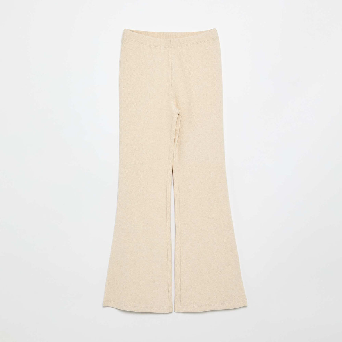 Legging flare en maille côtelée BEIGE
