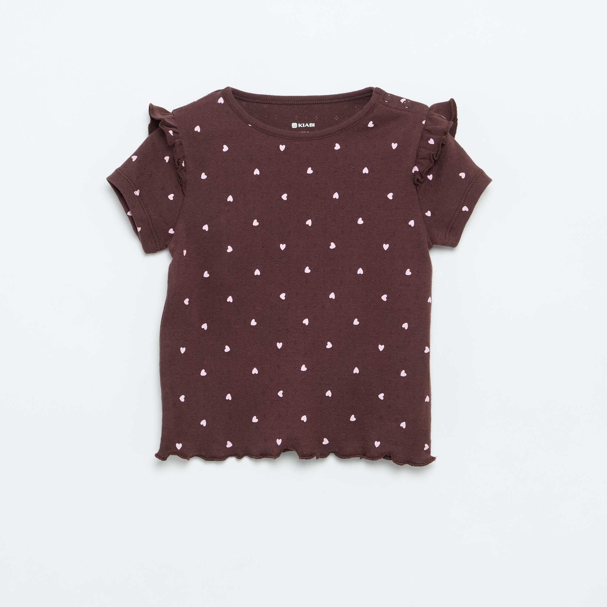 Ensemble pyjama court en maille pointelle - 2 pièces MARRON