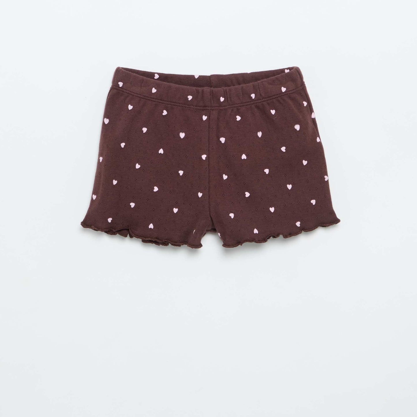 Ensemble pyjama court en maille pointelle - 2 pièces MARRON