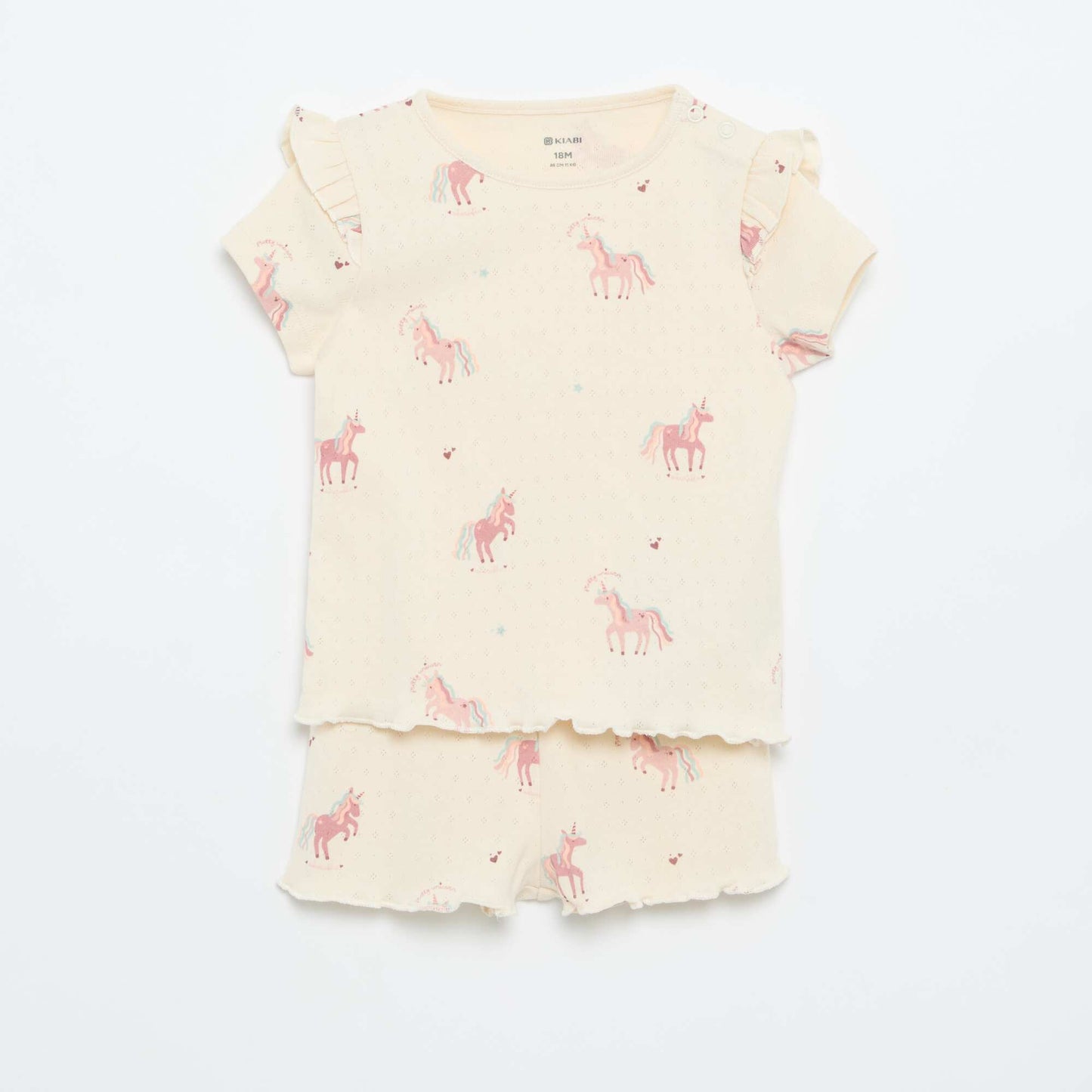 Ensemble pyjama court en maille pointelle - 2 pièces BEIGE