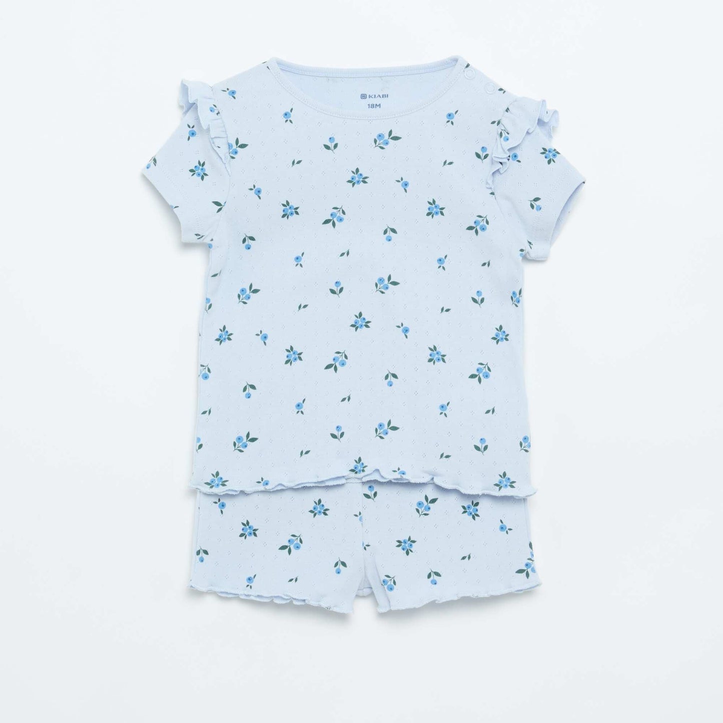 Ensemble pyjama court en maille pointelle - 2 pièces BLEU