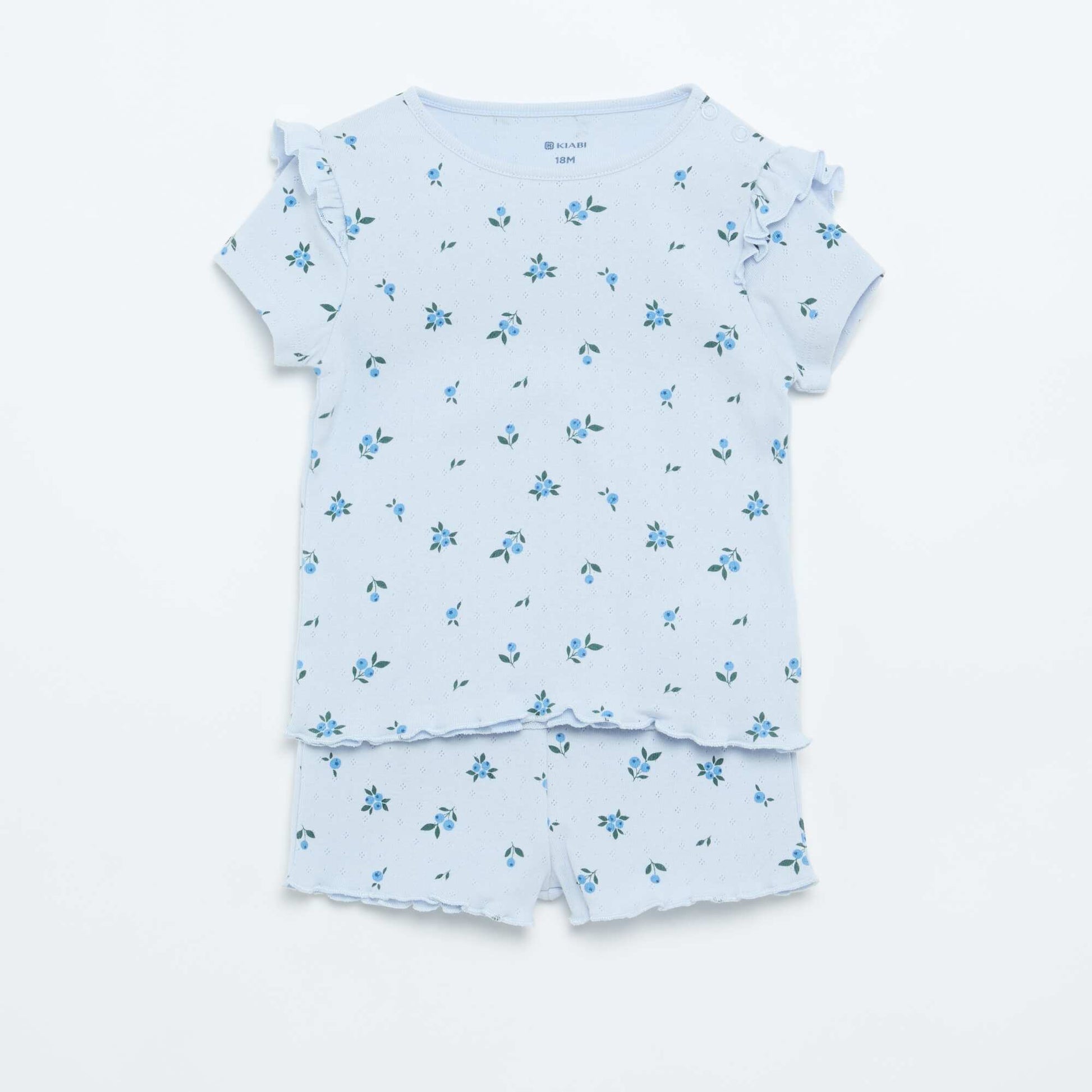 Ensemble pyjama court en maille pointelle - 2 pièces BLEU
