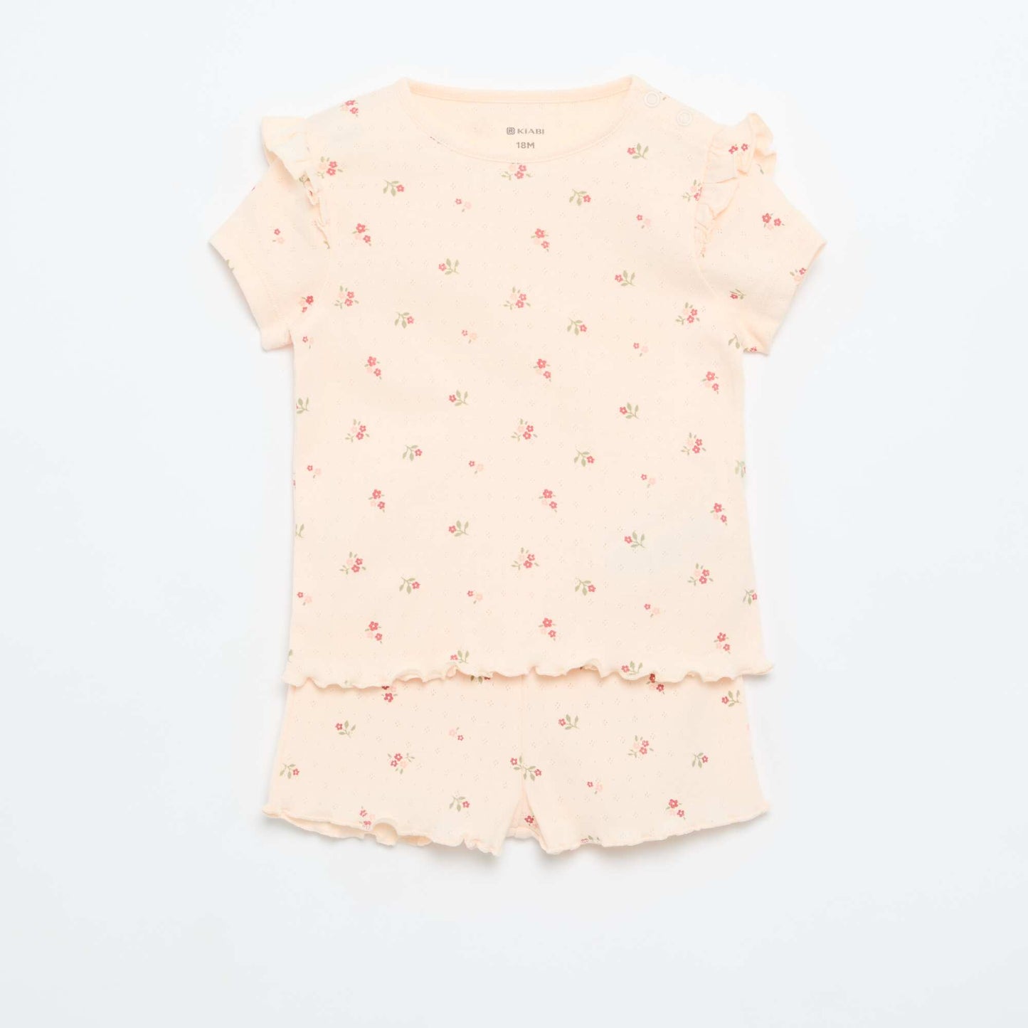 Ensemble pyjama court en maille pointelle - 2 pièces ROSE