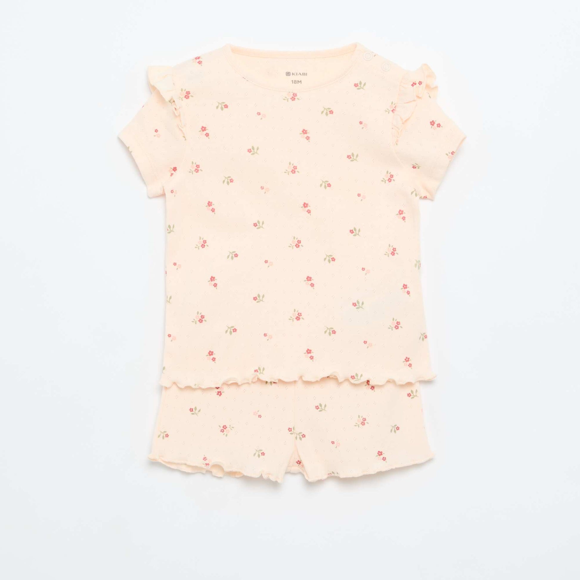 Ensemble pyjama court en maille pointelle - 2 pièces ROSE