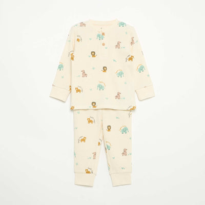 Pyjama 2 pièces - T-shirt à manches longues + pantalon BEIGE