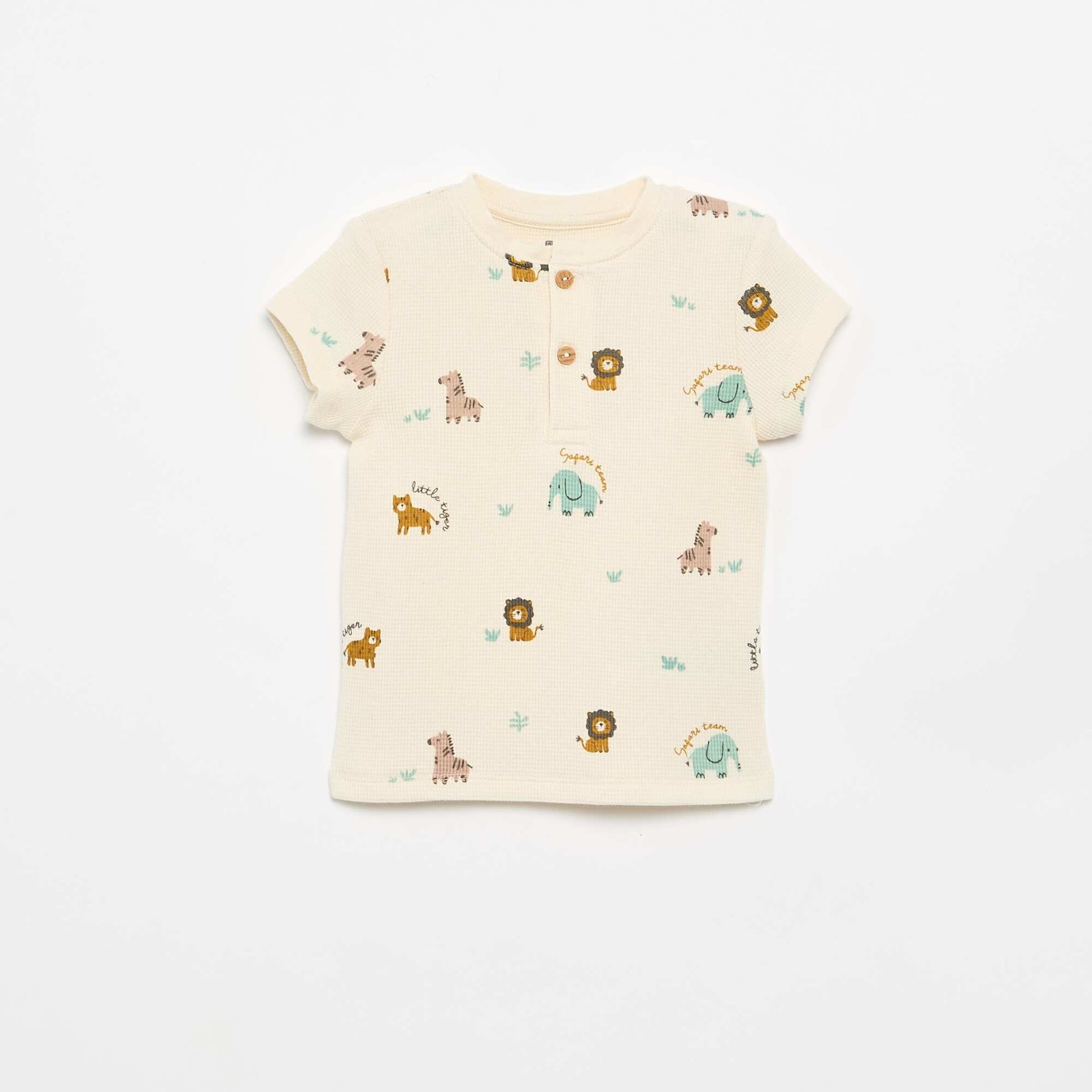 Pyjama short 2 pièces en maille côtelée BEIGE