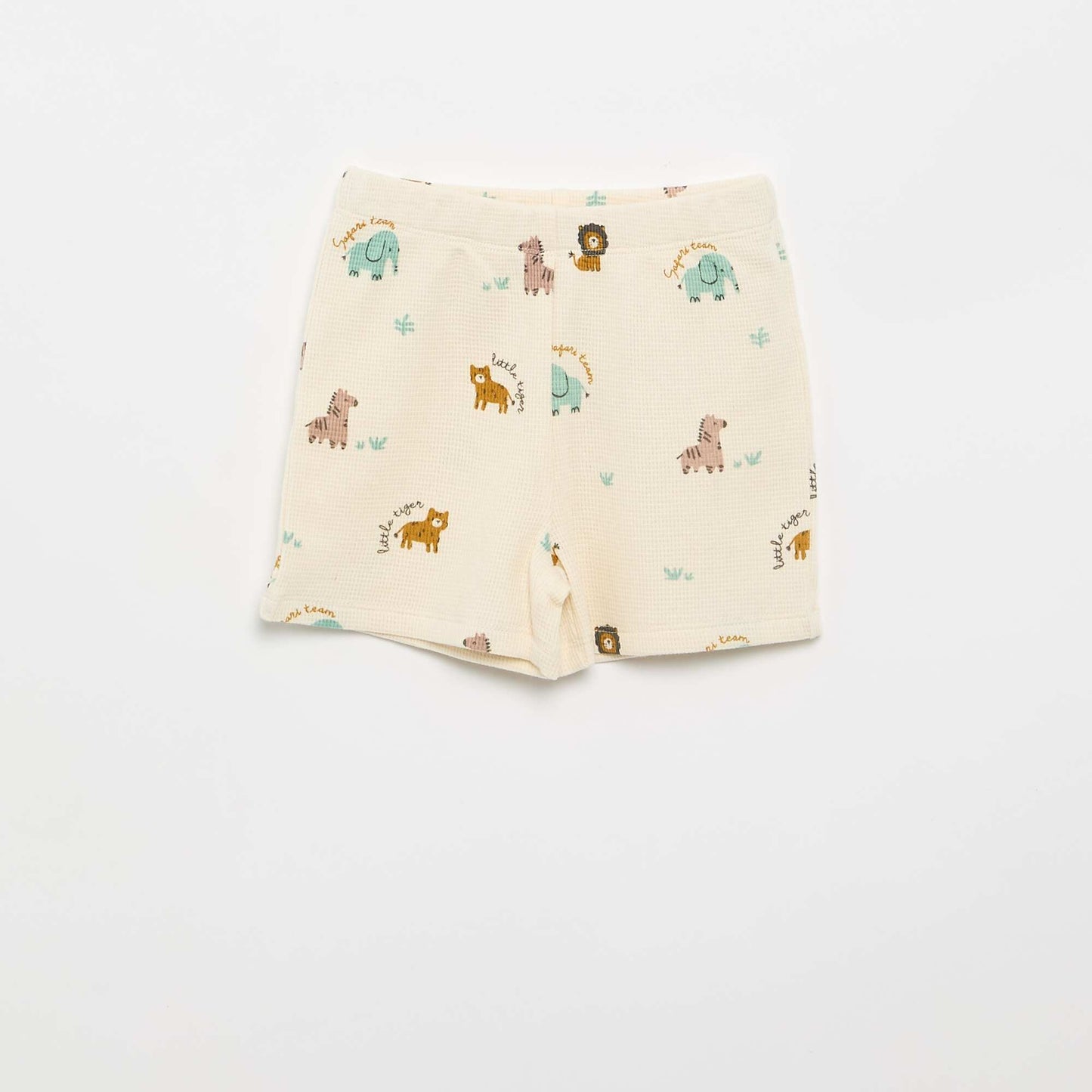 Pyjama short 2 pièces en maille côtelée BEIGE