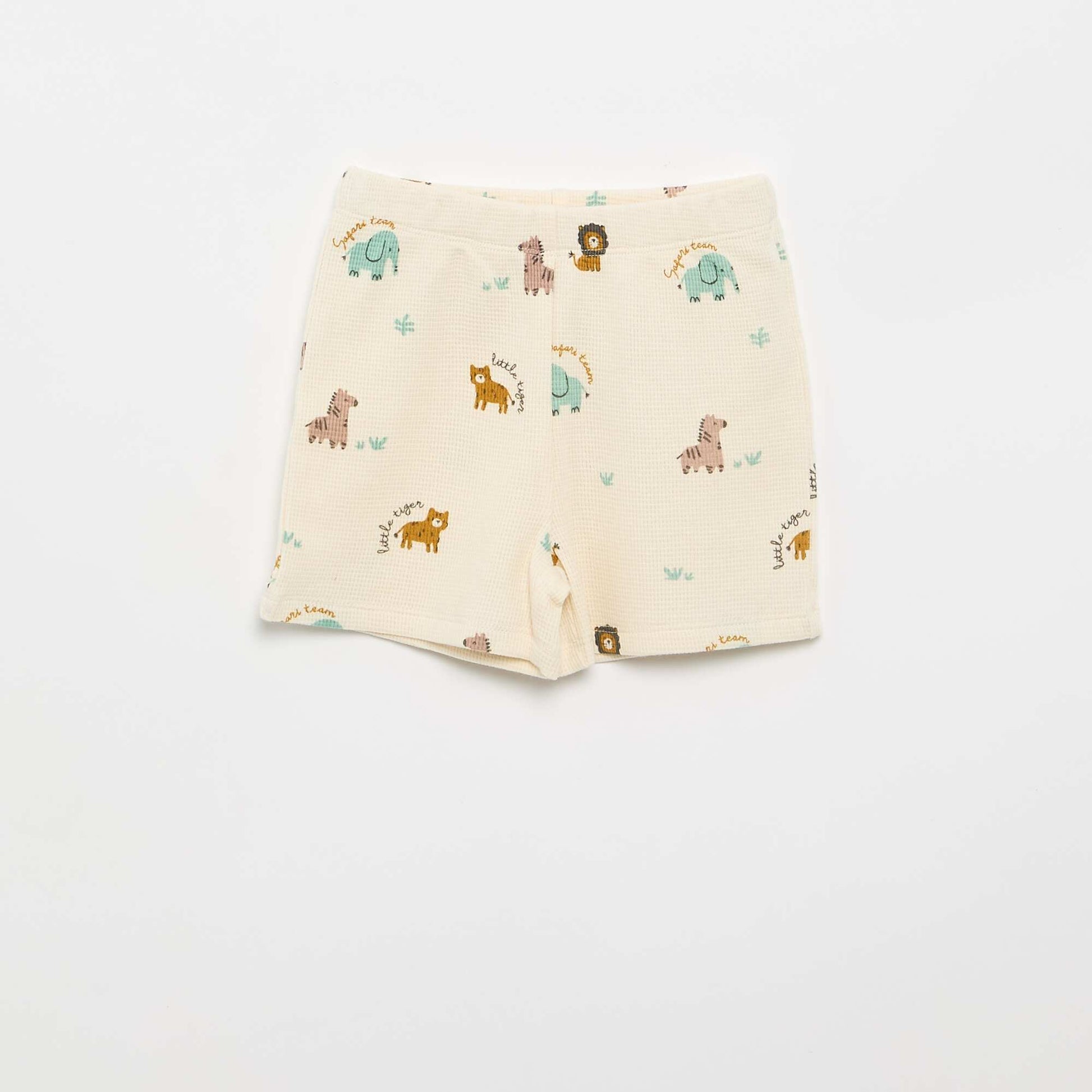 Pyjama short 2 pièces en maille côtelée BEIGE