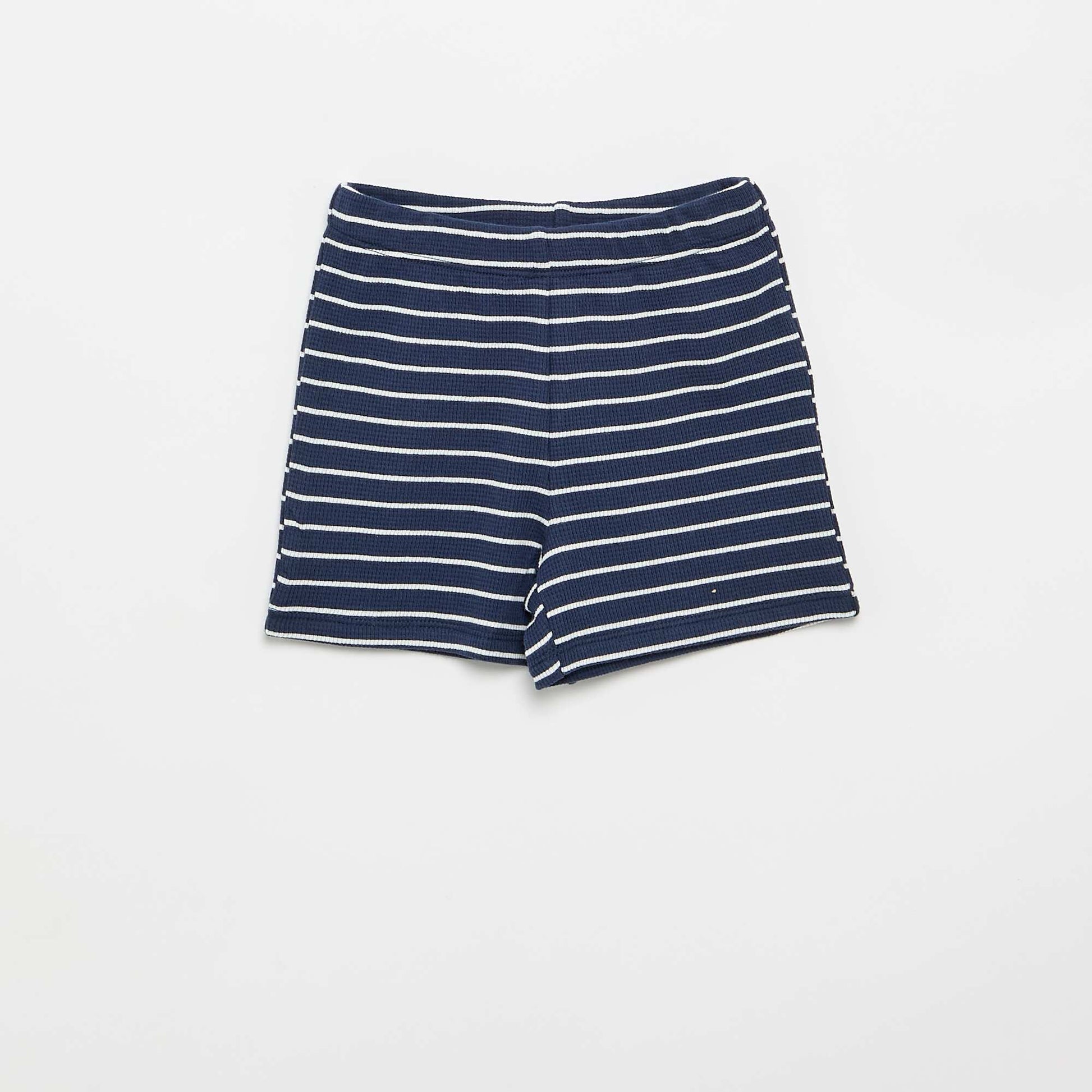 Pyjama short 2 pièces en maille côtelée BLEU