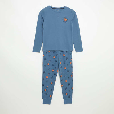 Pyjama 2 pièces - T-shirt à manches longues + pantalon BLEU