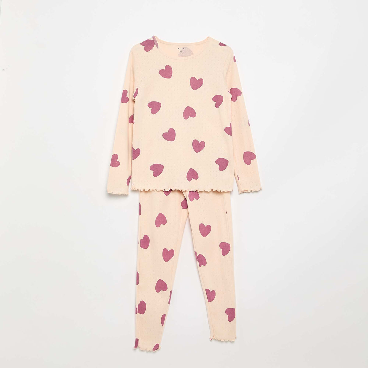 Ensemble pyjama long en maille pointelle - 2 pièces ROSE