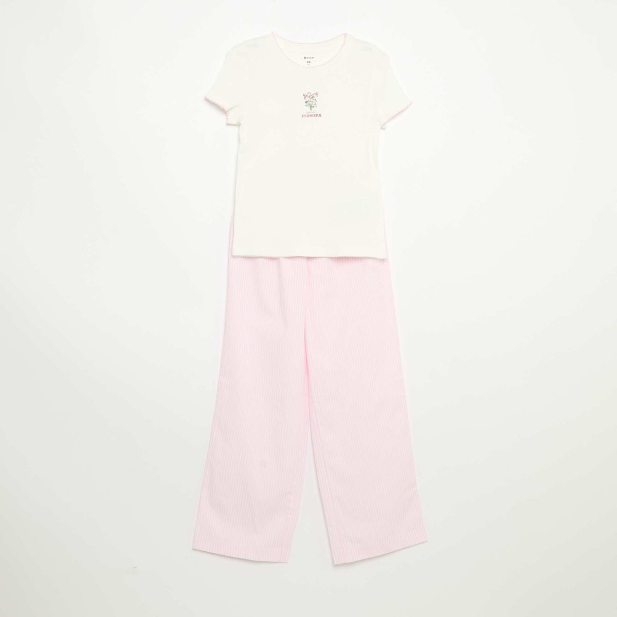Pyjama 2 pièces - T-shirt à manches courtes + pantalon rayé ROSE